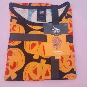 NWT Hyde and EEK! Women's Black‎ & Orange Pumpkins PJ's Size M